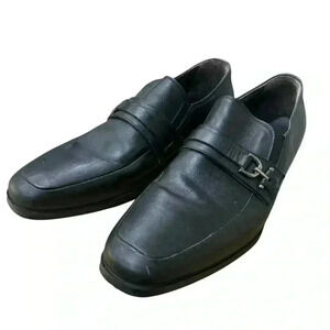 Bruno Magli Pitto Mens Black Leather Loafers & Slip Ons Casual Shoes 9.5 EUC